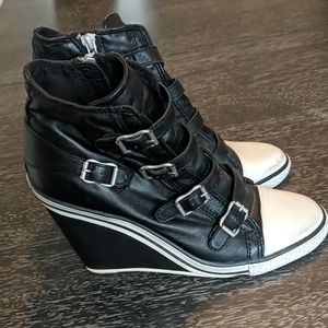 Super Soft Leather High Heeled Sneakers